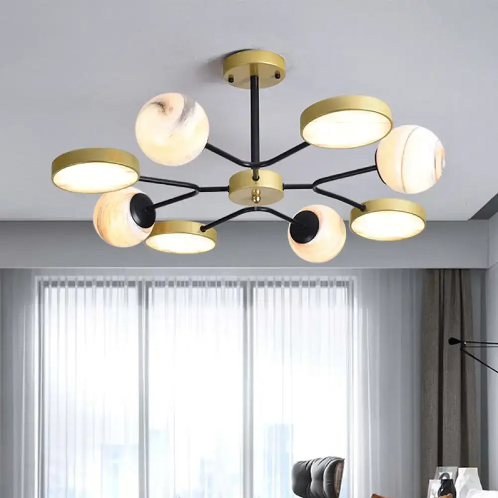 Modern hand blown glass gold chandelier – living room pendant light