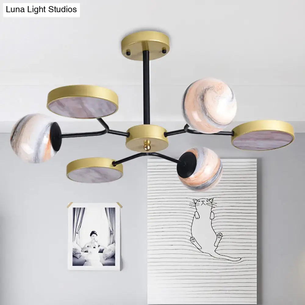 Modern hand blown glass gold chandelier – living room pendant light