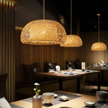 Hand knitted chinese style bamboo pendant light for dining room