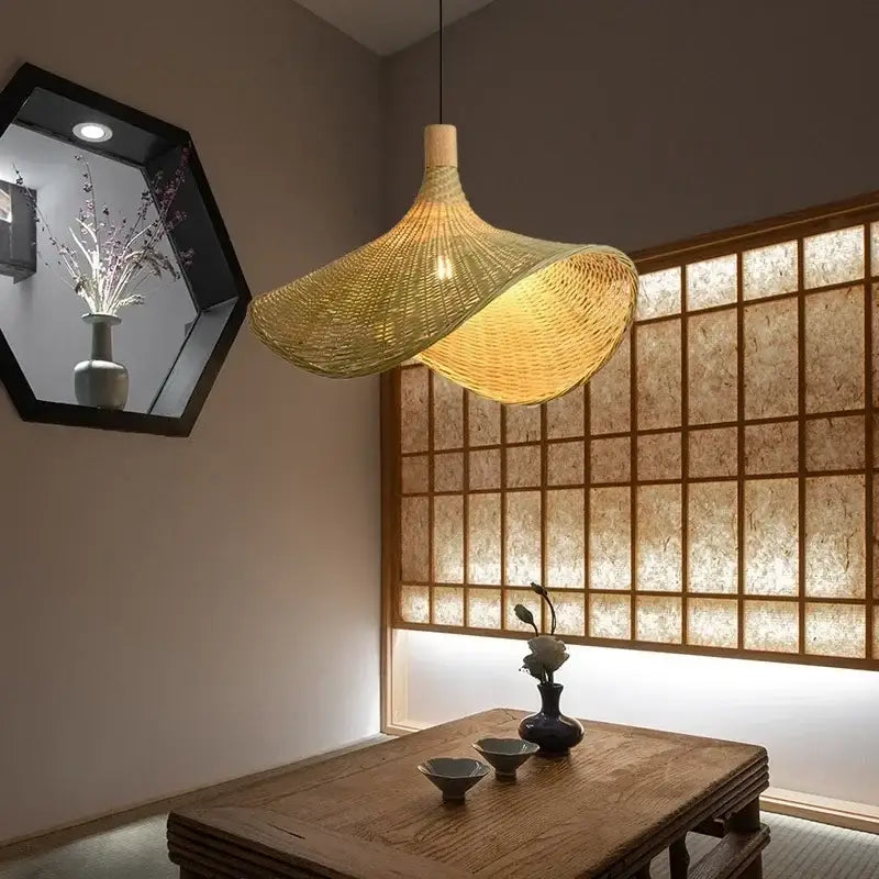 Hand knitted chinese style bamboo pendant light for dining room