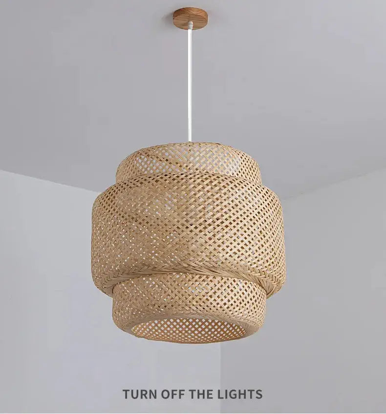 Hand knitted chinese style bamboo pendant light for dining room