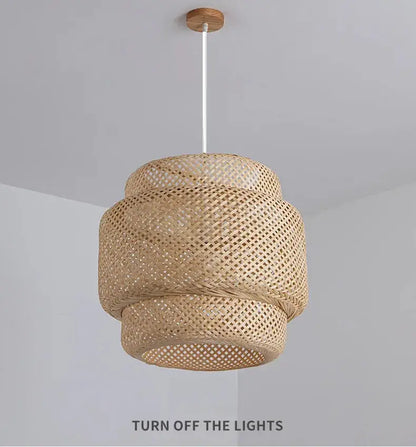 Hand knitted chinese style bamboo pendant light for dining room