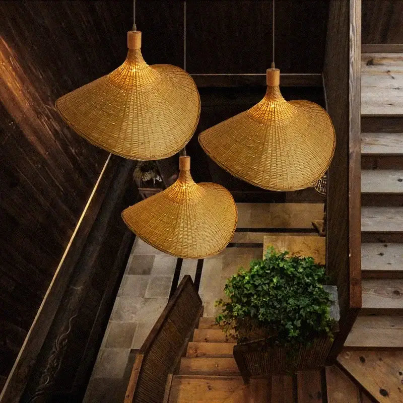 Hand knitted chinese style bamboo pendant light for dining room