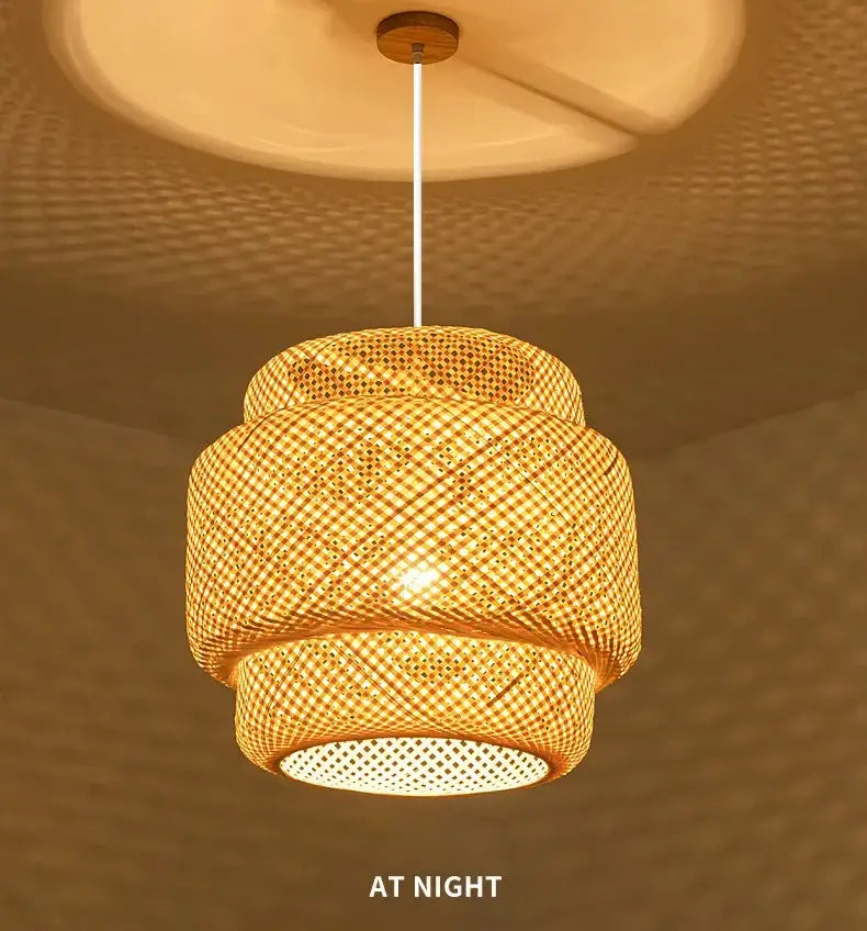 Hand knitted chinese style bamboo pendant light for dining room