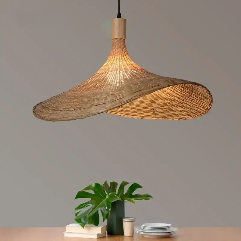 Hand knitted chinese style bamboo pendant light for dining room