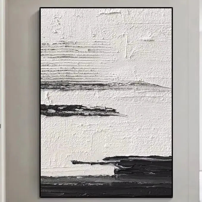 DecorBites™ Hand-Painted Black & White Abstract Wall Painting