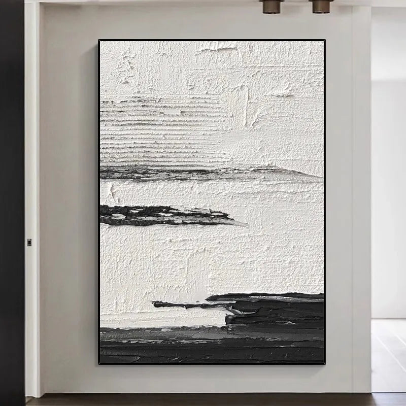 DecorBites™ Hand-Painted Black & White Abstract Wall Painting