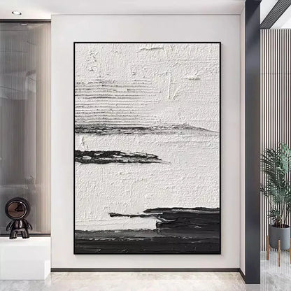 DecorBites™ Hand-Painted Black & White Abstract Wall Painting