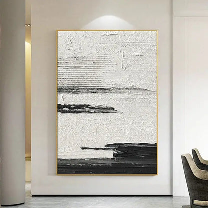Hand-painted black & white abstract wall painting living room canvas