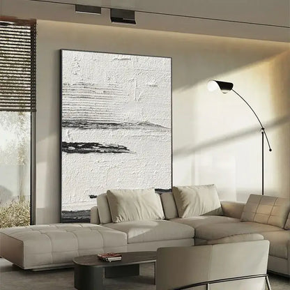 Hand-painted black & white abstract wall painting living room canvas