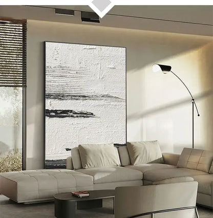 Hand-painted black & white abstract wall painting living room canvas