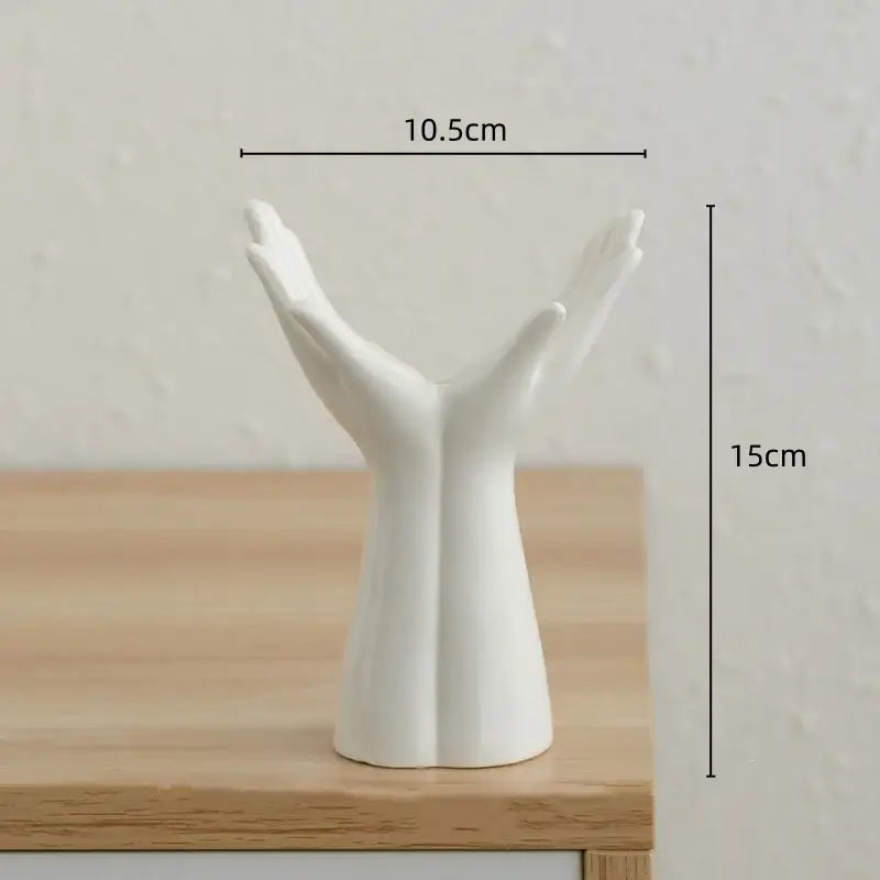 Hand painted white ceramic hand arm palm vase living room decor
