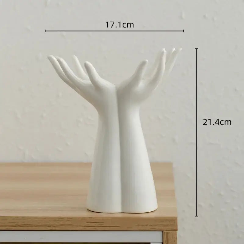 Hand painted white ceramic hand arm palm vase living room decor
