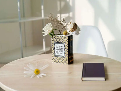 Vintage book style navy blue ceramic vase living room home decor