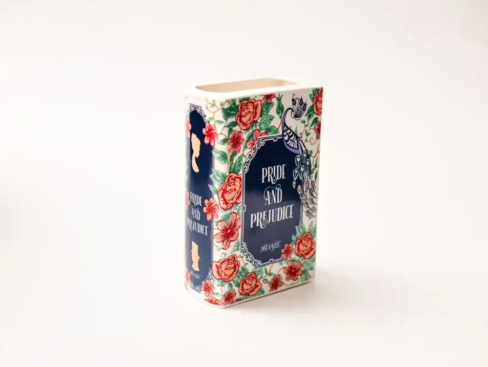 Vintage book style navy blue ceramic vase living room home decor