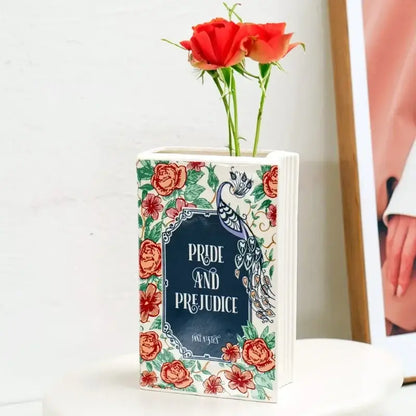Vintage book style navy blue ceramic vase living room home decor