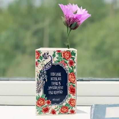 Vintage book style navy blue ceramic vase living room home decor