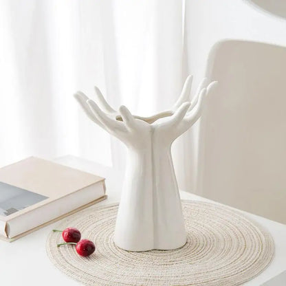 DecorBites™ Hand Shaped Porcelain Flower Vase Home Decor