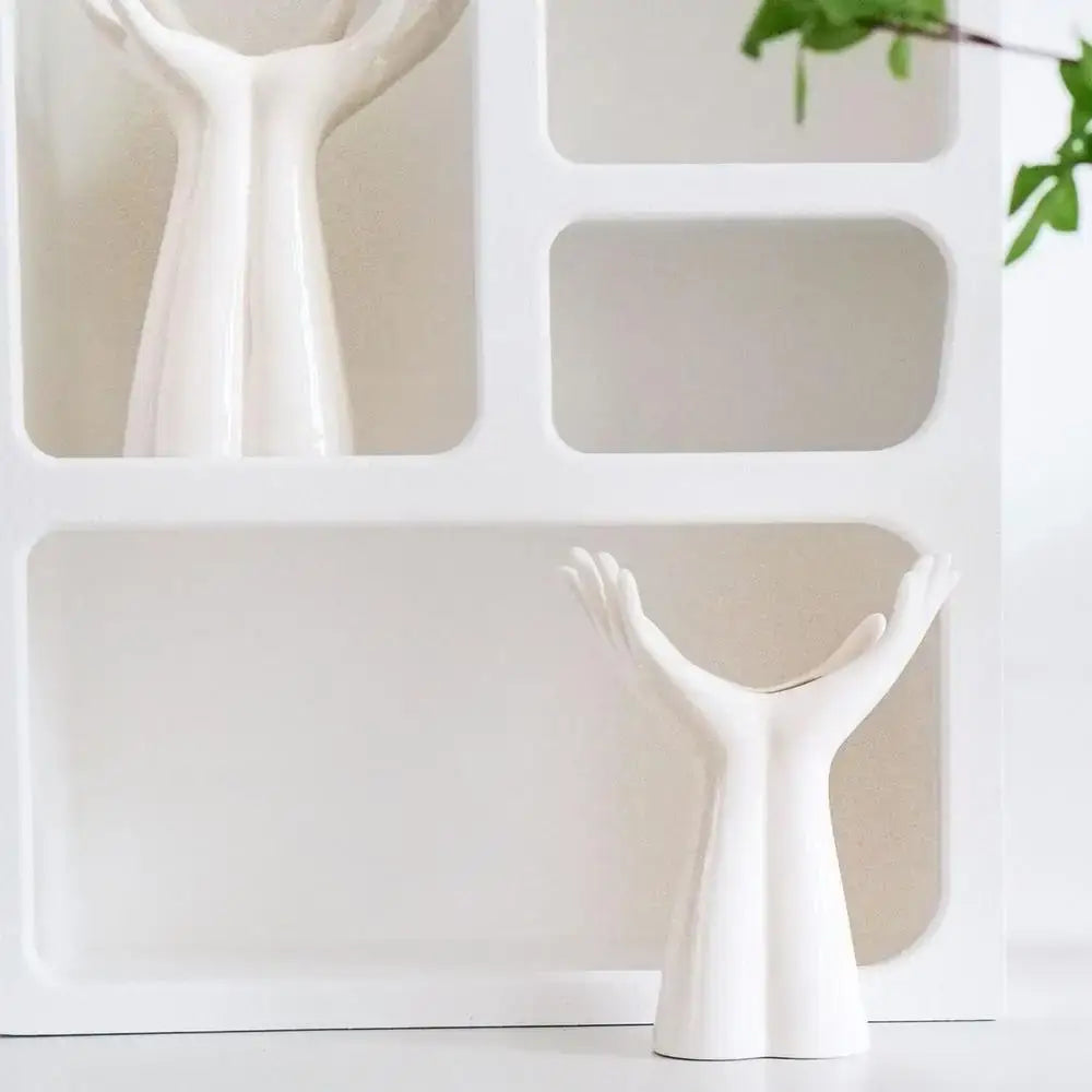 Modern white human hand flower vase living room home decor