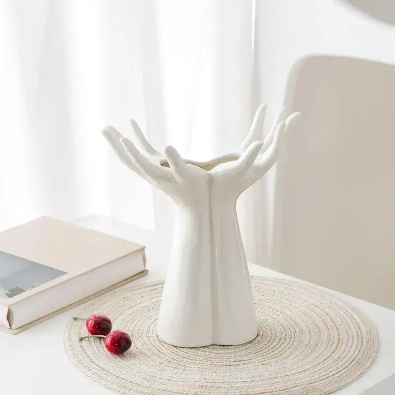 Modern white human hand flower vase living room home decor