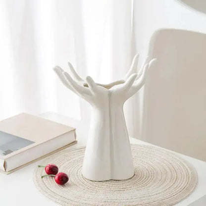 Modern white human hand flower vase living room home decor