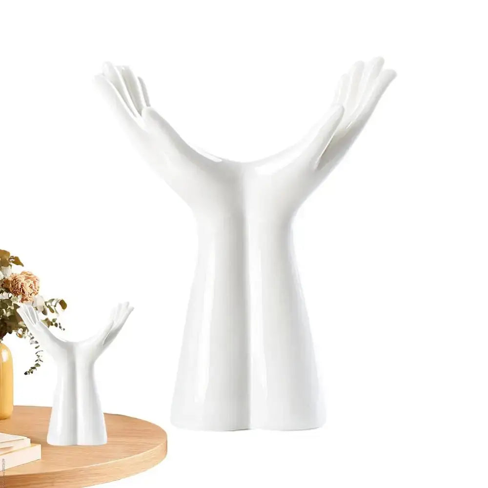 Modern white human hand flower vase living room home decor