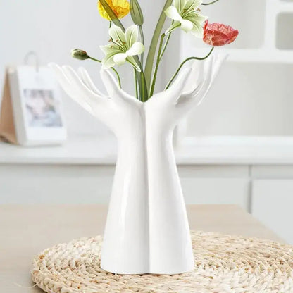 Modern white human hand flower vase living room home decor