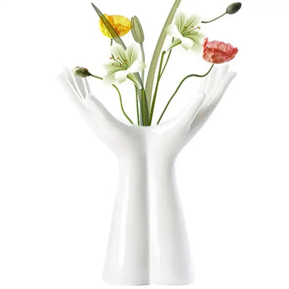 Modern white human hand flower vase living room home decor
