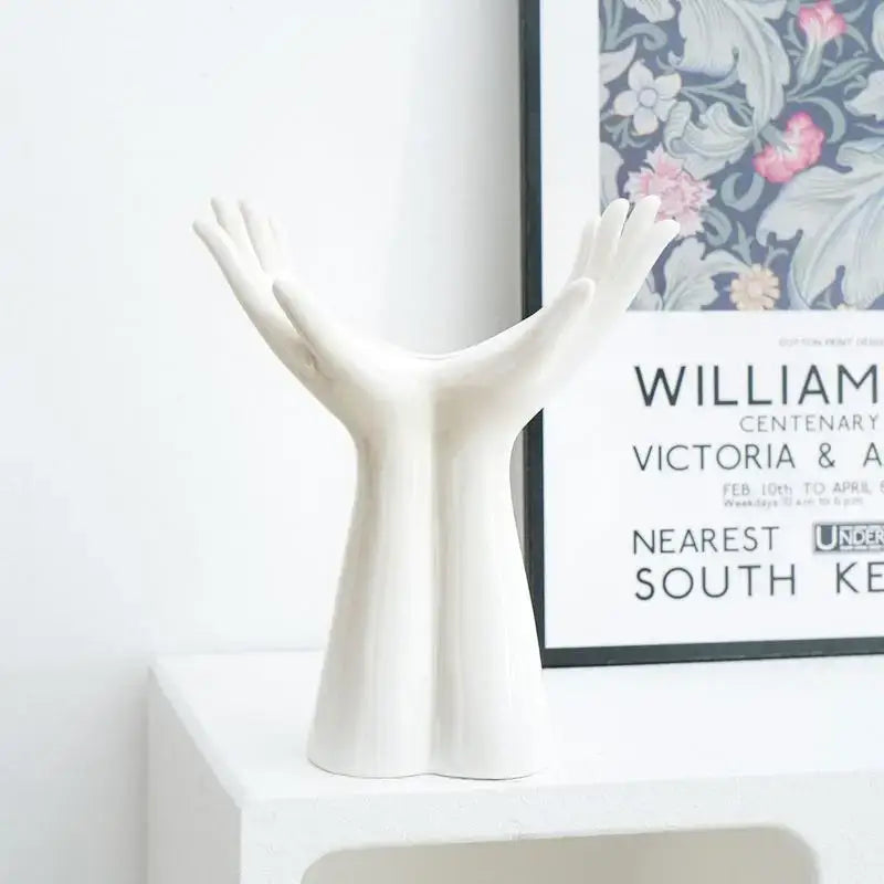 Modern white human hand flower vase living room home decor