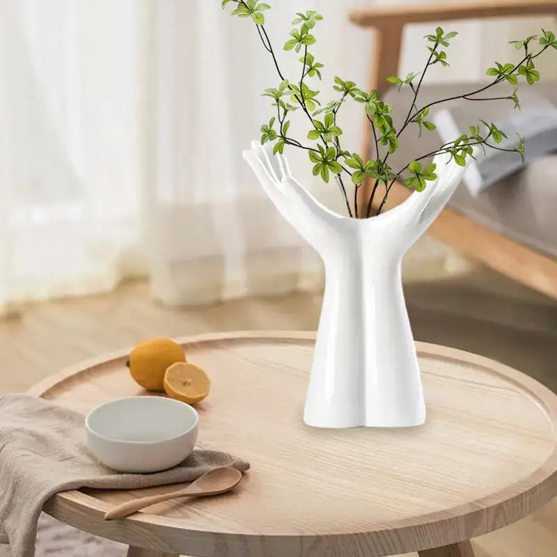 Modern white human hand flower vase living room home decor