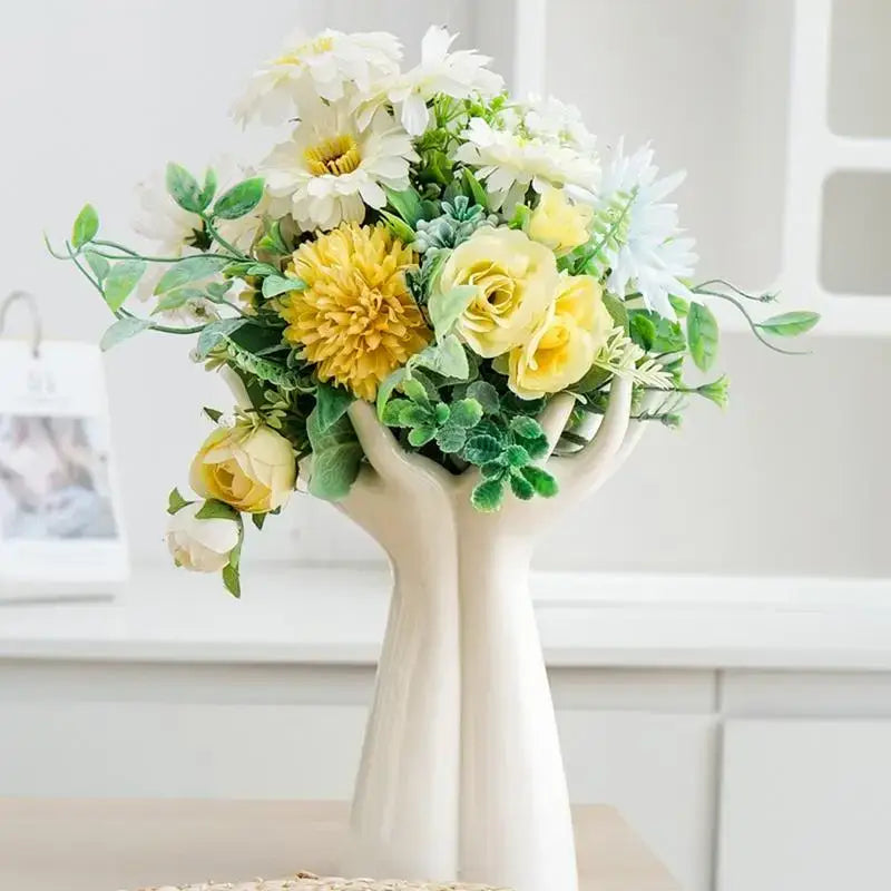 Modern white human hand flower vase living room home decor