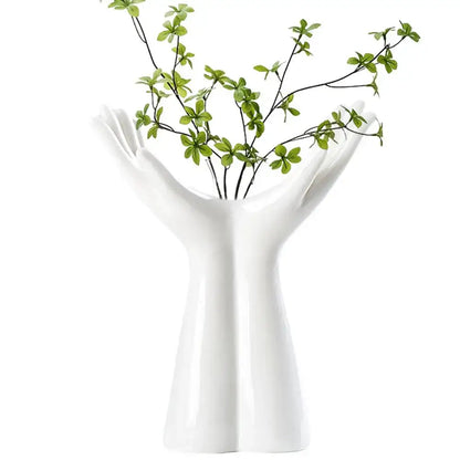 Modern white human hand flower vase living room home decor