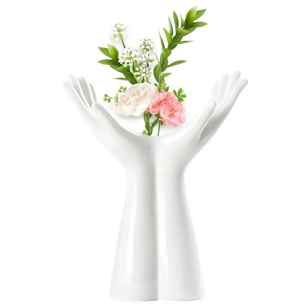 Modern white human hand flower vase living room home decor