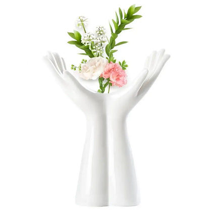 Modern white human hand flower vase living room home decor