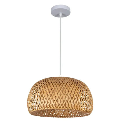 Hand-woven golden brown bamboo lantern pendant light for dining room