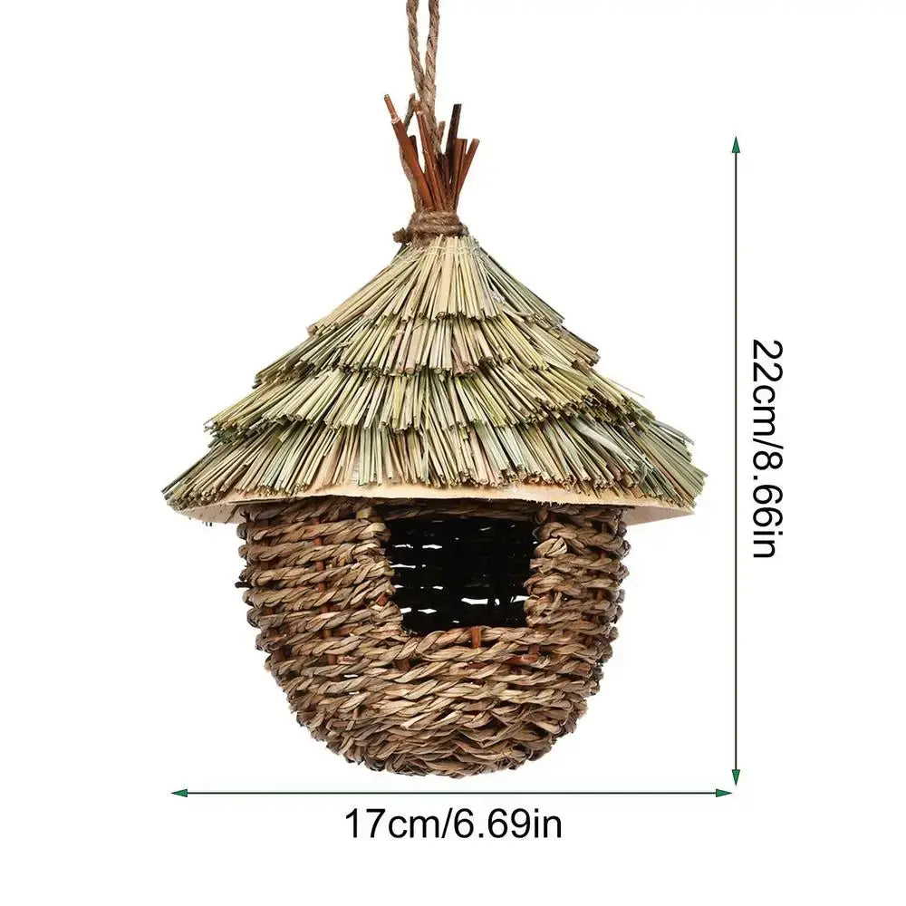 Rustic woven natural grass hummingbird house garden nest house
