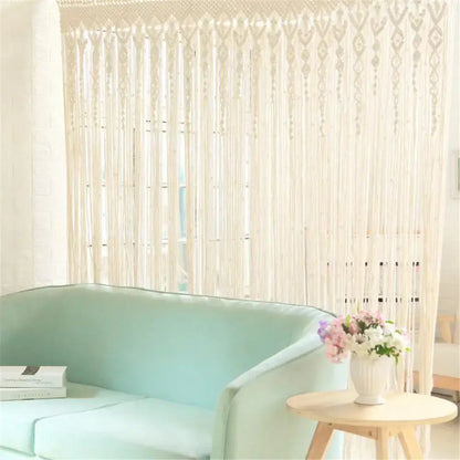 Boho cream macrame door curtain wall hanging for living room