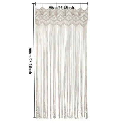 Boho cream macrame door curtain wall hanging for living room