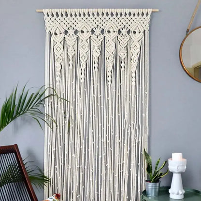 Boho cream macrame door curtain wall hanging for living room