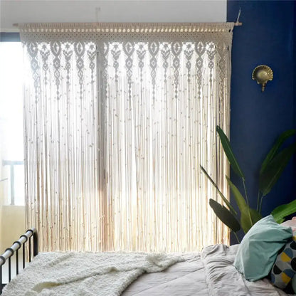 Boho cream macrame door curtain wall hanging for living room