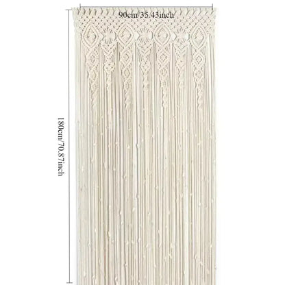 Boho cream macrame door curtain wall hanging for living room