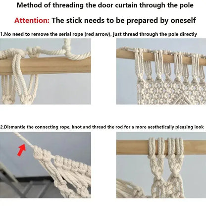 Boho cream macrame door curtain wall hanging for living room