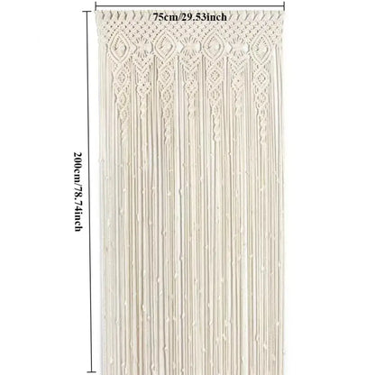 Boho cream macrame door curtain wall hanging for living room