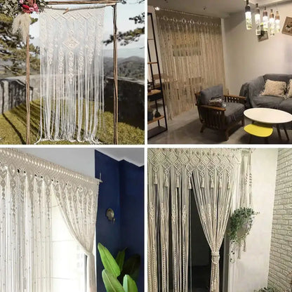 Boho cream macrame door curtain wall hanging for living room