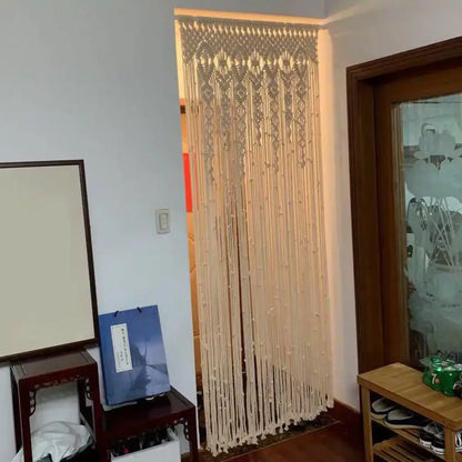 Boho cream macrame door curtain wall hanging for living room