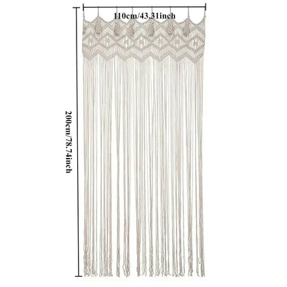 Boho cream macrame door curtain wall hanging for living room