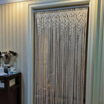 Boho cream macrame door curtain wall hanging for living room