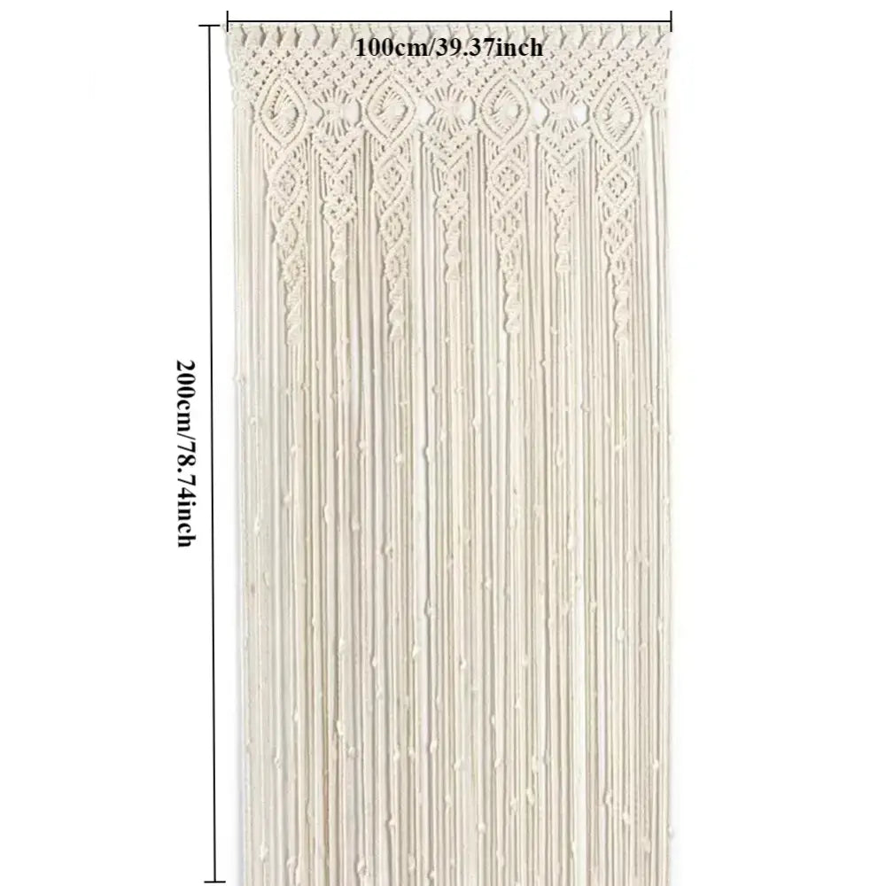 Boho cream macrame door curtain wall hanging for living room