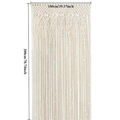 Boho cream macrame door curtain wall hanging for living room
