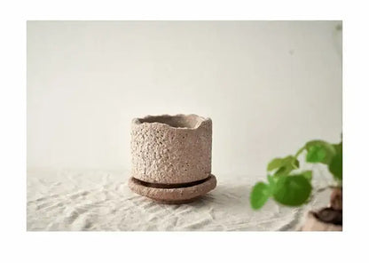 Rustic terracotta handcrafted ceramic pottery vase set living room